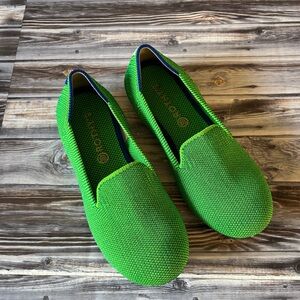 Kids green Rothy’s slip on jelly bean loafers